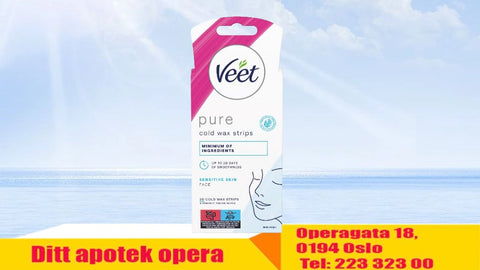 Veet Pure Cold Wax Strips hårfjerning til ansikt sensitiv hud 20 stk, 813079