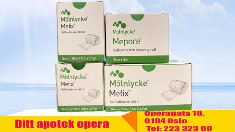 Mefix selvheftende fiksering. Forskjellige typter.