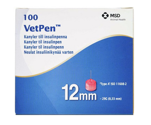 VetPen kanyle til insulinpenn dyr 12mm 100 stk, 916691