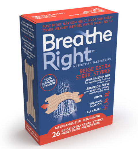 Breathe Right nesestrips beige ekstra sterk 26 stk, 853805