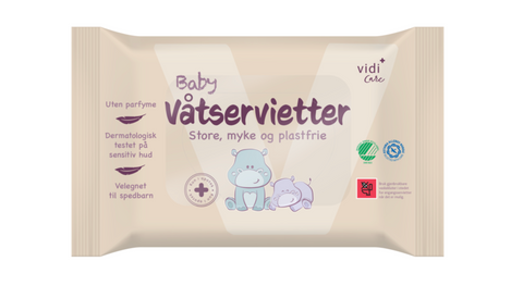 Vidi Care baby våtservietter plastfrie 60 stk, 934341