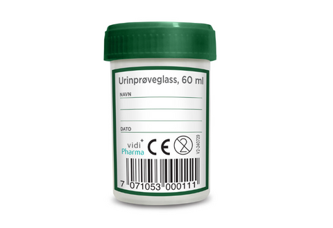 Vidi Pharma urinprøveglass med lokk 60 ml, 919337