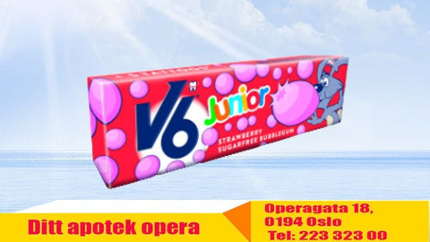 V6 Junior Bubblecious Strawberry tyggegummi 5 stk