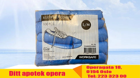 Klinion skoovertrekk plast med strikk 36cm blå 100 stk, 962305