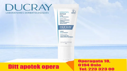 Ducray Keracnyl Repair Cream til hud i uttørkende medisinsk aknebehandling 50 ml