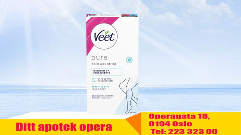 Veet Pure Cold Wax Strips hårfjerning til legger og kropp sensitiv hud 20 stk