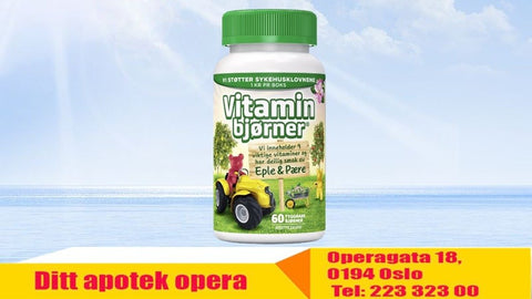 Vitaminbjørner tyggetabletter eple- og pæresmak 60stk, 828065