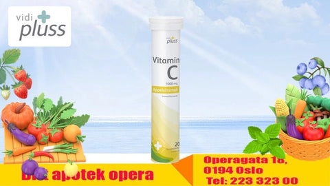 Vidi pluss C-vitamin 1000mg brusetabletter appelsinsmak 20 stk, 811156