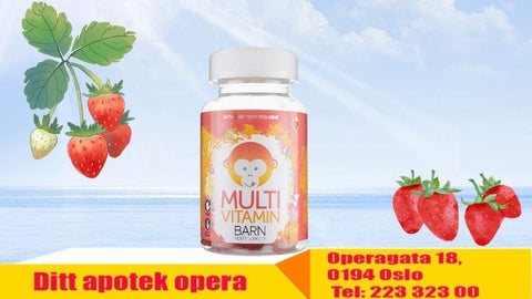 Monkids Multivitamin Barn Jordbær 60 stk, 963649