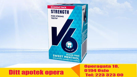 V6 Strenght Sweet Menthol tyggegummi 50 stk, 873959